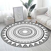 Tapis de sol rond géométrique abstrait nordique, tapis en velours de cristal moderne épaissi, tapis antidérapant pour chaise d'ordinateur