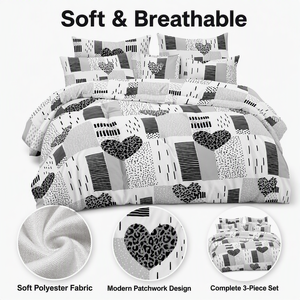 Juego de Ropa de Cama con Estampado de Corazón de Leopardo, Color Negro y Blanco, para Envíos Directos en la UE, 3 Piezas - Product Image 2