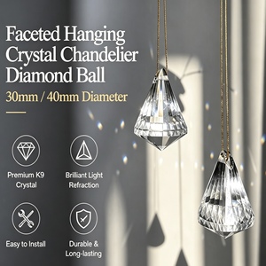 Belight Clear Color 30mm 40mm Pièces de lustre en cristal facetté poli gravé, écologiques, en forme de <span class=keywords><strong>boule</strong></span> de diamant - Product Image 4