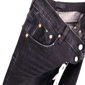 شورت رجالي بتصميم عتيق وخصر متوسط، بنطلون جينز مع ثقوب وتصميم رش الحبر، متوفر باللون الأسود والأزرق والأبيض والأرجواني، جينز مصمم - Product Image 4