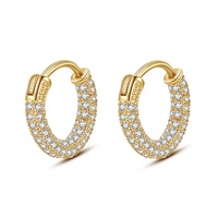 Boucles d'oreilles créoles en argent sterling 925 avec micro-pavé de zircon cubique étincelant, bijoux fins minimalistes de luxe pour filles et femmes