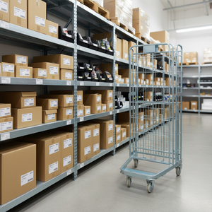 अंतरिक्ष की बचत भारी शुल्क फोल्डेबल स्टील रोल केज व्हील सुचारू गतिशीलता स्टेकयोग्य पैलेट भंडारण गोदाम कार्ट - Product Image 1