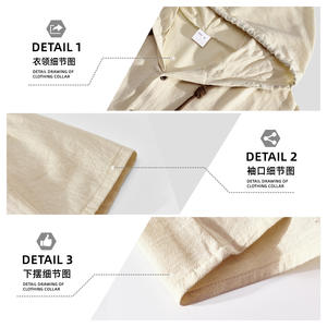 เสื้อคลุมคาร์ดิแกนผ้าฝ้ายลินินสีพื้นสำหรับผู้ชาย ทรงหลวมบางเบา สไตล์ลำลอง มีป้าย DF-152 - Product Image 1