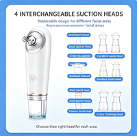 Appareil de nettoyage facial en profondeur pour usage domestique, avec 3 niveaux d'aspiration, 4 embouts interchangeables, rechargeable USB-C, en plastique