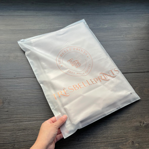 Custom Frosted Zipper Bags with Rose Gold Logo Print - Matte Plastic Zip Lock Bags for Small Business Packaging Supplies - Product Image 4