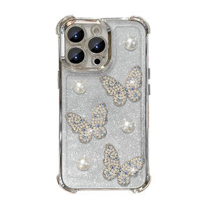 Magnifique coque de protection en TPU scintillante avec motif papillon 3D imprimé pour iPhone 17 Air, 16, 15, 14 Plus, 13, 12, 11 Pro - Product Image 1