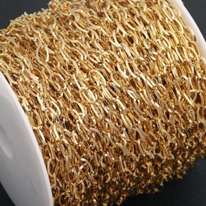 Cadena ovalada de acero inoxidable chapada en oro de 18k para la fabricación de collares, accesorios de joyería H1739 - Product Image 4
