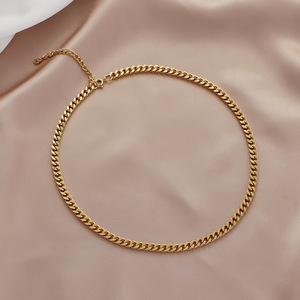 Kalung Rantai <span class=keywords><strong>Curb</strong></span> <span class=keywords><strong>Link</strong></span> Kuba Wanita, Potongan Berlian Emas untuk Perempuan - Product Image 5