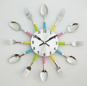 Multi-color Fork Spoon Knife Kitchen Cutlery <b>Wall</b> <b>Clock</b> Home <b>Decor</b> - Product Image 4