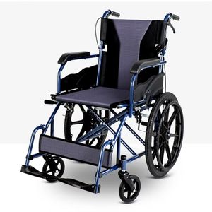 Silla de ruedas plegable de acero al carbono, silla de ruedas manual de viaje para pacientes de <span class=keywords><strong>hospital</strong></span> y ancianos con reposapiés, 20 ruedas - Product Image 4