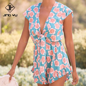 Hawaii Hot Selling Knee Length <strong>Dress</strong> Custom Printed <strong>Elastic</strong> Shirred <strong>Tops</strong> Beach Hawaiian Linen Rayon <strong>Dress</strong> Women - Product Image 1