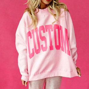 Custom OEM Reversible <b>Women's</b> Sweatshirt Pullover <b>Top</b> High Quality Polka Dot Patch Embroidered Mock Neck Sweatshirt Oversized - Product Image 1
