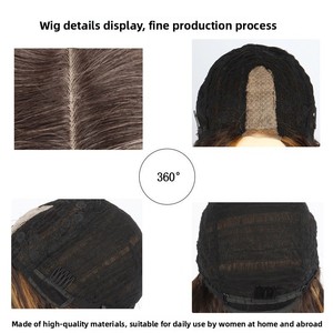 Perruque sans lacet pour femme, <span class=keywords><strong>cheveux</strong></span> longs bouclés dégradés marron, résistante à la chaleur, modèle L012, style européen et américain, pour le marché transfrontalier - Product Image 4