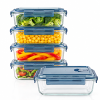 Ensemble de contenants alimentaires en verre, couvercles hermétiques, empilables pour la rentrée scolaire, la préparation des repas en cuisine, la pâtisserie et la conservation des aliments