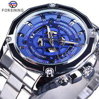 FORSINING Montre Mécanique Automatique de Luxe pour Hommes Vente en Gros Étanche Bracelet en Cuir Cadran en Verre Phase de Lune