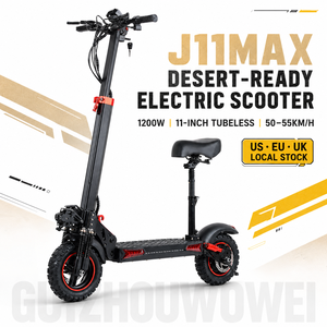 Trottinette électrique tout-terrain haute vitesse 1200W pour adultes, 50-55KM/H, frein à disque double, pneu 11 pouces, stock US EU UK, vente en gros - Product Image 1