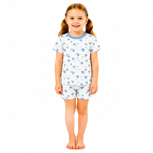 Conjunto de Pijamas para Meninas com Estampa de Desenho Animado Personalizada em Fibra de Bambu Macia, Camiseta de Manga Curta e Calças com Cintura Elástica - Product Image 3