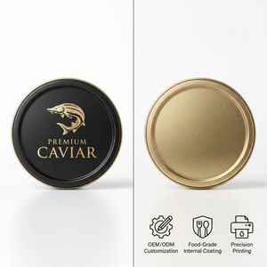 Boîte en métal ronde sans soudure minimaliste en argent et or pour <span class=keywords><strong>caviar</strong></span> de <span class=keywords><strong>Beluga</strong></span> Ossetra - Product Image 4