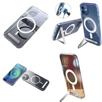 Casing Kristal Premium Dengan Penyangga untuk iPhone 15 Pro Max 17 Air 16 14 13 12 Plus 11, Sarung Ponsel Dropshipping, Penyangga Handphone