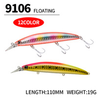 110mm 19G 3D Eyes Minnow Surfer Wobbler Leurre de pêche en ABS dur en eau salée pour Marlin et Brème pour la pêche en rivière Lake Stream