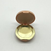 Boîtier compact vide pour fard à paupières, rond 78 mm, couleur pêche, avec miroir et finition dorée, 7 compartiments rechargeables, personnalisable avec logo OEM, pour marques de maquillage en gros