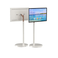 Monitor LCD Sentuh Putar Pintar 27 inci dari Gudang AS, Pemutar Video HD Portabel, Stand TV Nirkabel 1080p LED Putih, Stand TV 'Follow Me'