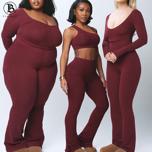 Novedades: Conjunto de 2 piezas para mujer, ideal para chicas altas, que incluye top sin mangas extragrande y pantalones acampanados de cintura alta, ideal para yoga, monos y chándales. - Product Image 1