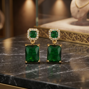 Trendy <b>Wreath</b> Accessories 193085 Dazzling Women's Geometric Party Earrings Gold Polish Zircon Diopside Stones 3g Set Bracelet - Product Image 3