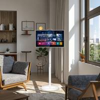 Smart TV portable multifonctionnelle rechargeable de 27 pouces avec système Android Armoire blanche à rétroéclairage LED