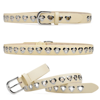 Ceinture en cuir PU pour femme style Y2K, avec découpes cœur mignonnes, œillets métalliques et boucle ardillon en alliage de zinc, pour pantalon - Vente en gros OEM