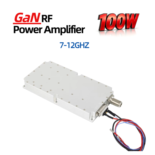BLOCKWAVE OEM Custom 50W/100W GaN Anti-Drone X-Band 7-12GHz Wideband RF Power Amplifier Module SMA/N-Female Connector 24-28V
