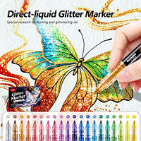 Marqueur à paillettes Guangna 596 à chargement direct avec 20 couleurs pour le journaling DIY sur papier - Poudre scintillante et paillettes vibrantes