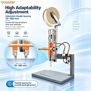 Machine à étiqueter pneumatique à double tête Booster, espacement des aiguilles réglable de 10 à 188 mm, pour jouets, vaisselle, quincaillerie, emballage - Product Image 1