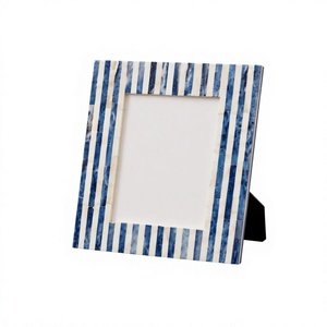 FAIZA CRAFT Handmade Blue and White MDF & Bone Inlay UV <b>Printed</b> Customizable Waterproof Vertical Square Photo <b>Frame</b> Tabletop - Product Image 5