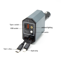 Station de charge rapide pour téléphone 4 en 1 avec écran LED numérique, 2 câbles rétractables, type C, portable pour iPhone 16