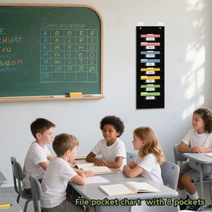 Pockets <b>File</b> Storage Pocket Chart with 8 Nametag Pockets,Hanging Wall <b>File</b> Organizer for Classroom and Office Use - Product Image 2
