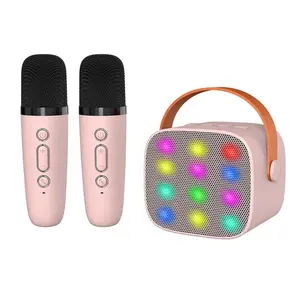 Portatile Led Mini altoparlante Karaoke con 2 microfoni senza fili per bambini portatile microfono portatile e altoparlante