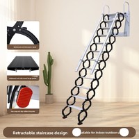 Échelle télescopique pliable en acier au carbone, facile à ranger, capacité de charge 300 kg, hauteur extensible 12,5 pieds, escalier escamotable pour grenier, usage domestique