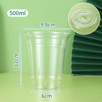 Gobelets en plastique PET à paroi simple de 12-24 oz avec couvercles de 90 mm, personnalisables avec logo, pour café glacé, bubble tea, glace pilée et boissons dessert