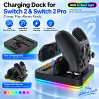 Station de charge pour manettes avec lumière RGB, double emplacement, charge rapide, protection contre les surcharges pour Nintendo Switch 2, accessoires de jeu