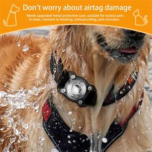Para AirTag Holder para <span class=keywords><strong>Dog</strong></span> Cat <span class=keywords><strong>Collar</strong></span> con hebilla de metal Armor impermeable Funda protectora para Apple Airtags <span class=keywords><strong>Collar</strong></span> Holder - Product Image 2