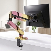 Brazo de Monitor de Aleación de Aluminio Rosa Disponible en Stock, para Escritorio Individual, 32 Pulgadas, con Logotipo Personalizado, Embalaje Manual, Servicio OEM, 2 a 10 KG