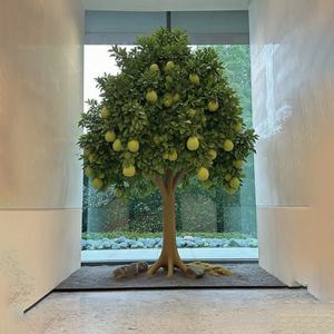 ต้นส้มโอเทียมสีเขียวเหมือนจริงผลไม้สีเหลืองใบไม้เขียวชอุ่มสำหรับตกแต่งสวนในบ้าน - Product Image 5