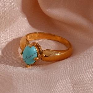 Dreamshow Flower AAA Zircon PVD Gold Plated Jewelry Natural Gemstones <strong>Rings</strong> Stainless Steel <strong>Statement</strong> <strong>Ring</strong> - Product Image 5