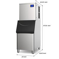 Machine à glaçons cubiques transparents refroidie par air, capacité 300 kg/24h, avec grand bac de stockage de 400 lb pour usage domestique et professionnel (cafés)