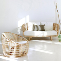 Ensemble de salon de jardin nordique avec table basse, résistant à l'eau, minimaliste, décontracté, en osier, pour maisons d'hôtes, balcons en plein air, villas, salles à manger