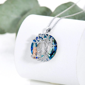 Venta al por mayor Regalos de joyería 925 Círculo de plata esterlina Cristal Árbol DE LA VIDA Collar de hermana de <span class=keywords><strong>dos</strong></span> tonos - Product Image 2