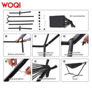 Hamac de camping Woqi avec structure en acier, portable, réglable, double, en toile de coton, avec support en corde - Product Image 5