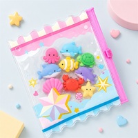 Pochette zippée transparente en PVC avec logo personnalisé, pochette de rangement en PVC pour papeterie, pochette en plastique PVC pour badges d'anime, autocollants, ruban adhésif washi, ensemble d'effaceurs