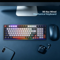 Clavier de jeu mécanique filaire 98 touches avec rétroéclairage LED et interface USB – Vente en gros usine